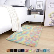 Moonlight20015 2x3 Area Rug Soft Fluffy Shag Rug Non-Slip Fuzzy Accent Carpet for Bedroom, Living Room, Nursery, Dorm, Rainbow