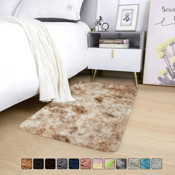Moonlight20015 Area Rug 2x3ft non-slip Soft Fluffy Shaggy for Living Room Bedroom Décor Tye Dye Brown