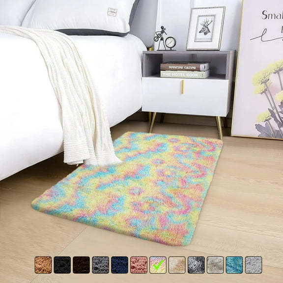 Moonlight20015 Area Rug 3x5ft non-slip Soft Fluffy Shaggy for Living Room Bedroom Décor Rainbow
