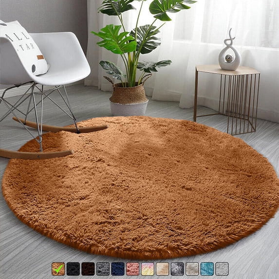 Moonlight20015 Area Rug 4x4ft non-slip Soft Fluffy Shaggy for Living Room Bedroom Décor Beige