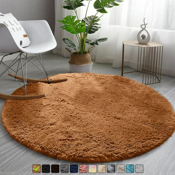 Moonlight20015 Area Rug 4x4ft non-slip Soft Fluffy Shaggy for Living Room Bedroom Décor Beige