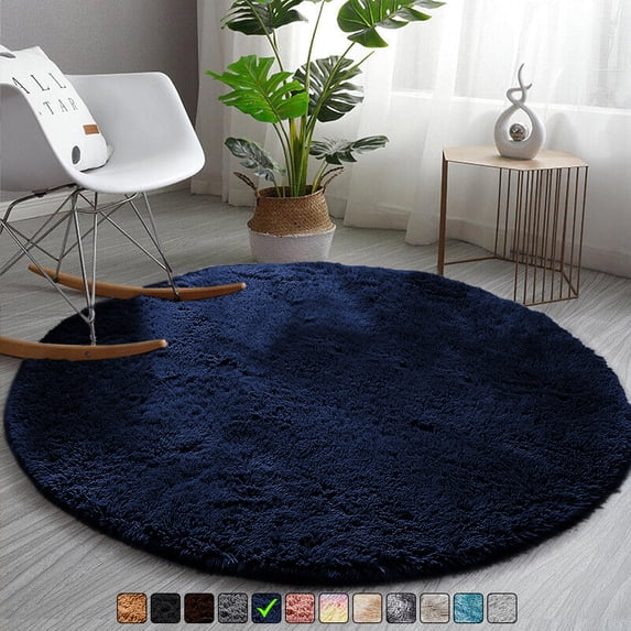 Moonlight20015 Area Rug 4x4ft non-slip Soft Fluffy Shaggy for Living Room Bedroom Décor Navy