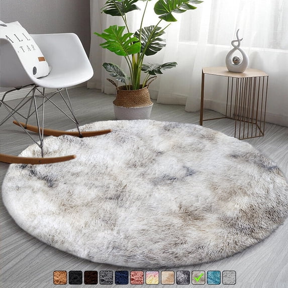 Moonlight20015 Area Rug 4x4ft non-slip Soft Fluffy Shaggy for Living Room Bedroom Décor Tye Dye Light