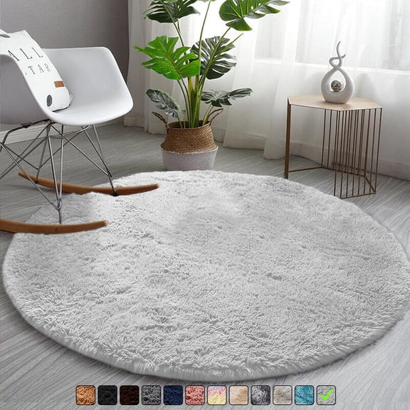 Moonlight20015 4x4 Area Rug Soft Fluffy Shag Rug Non-Slip Fuzzy Accent Carpet for Bedroom, Living Room, Nursery White