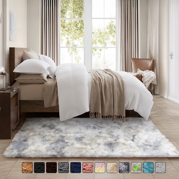 Moonlight20015 Area Rug 4x6ft non-slip Soft Fluffy Shaggy for Living Room Bedroom Décor Tye Dye Light