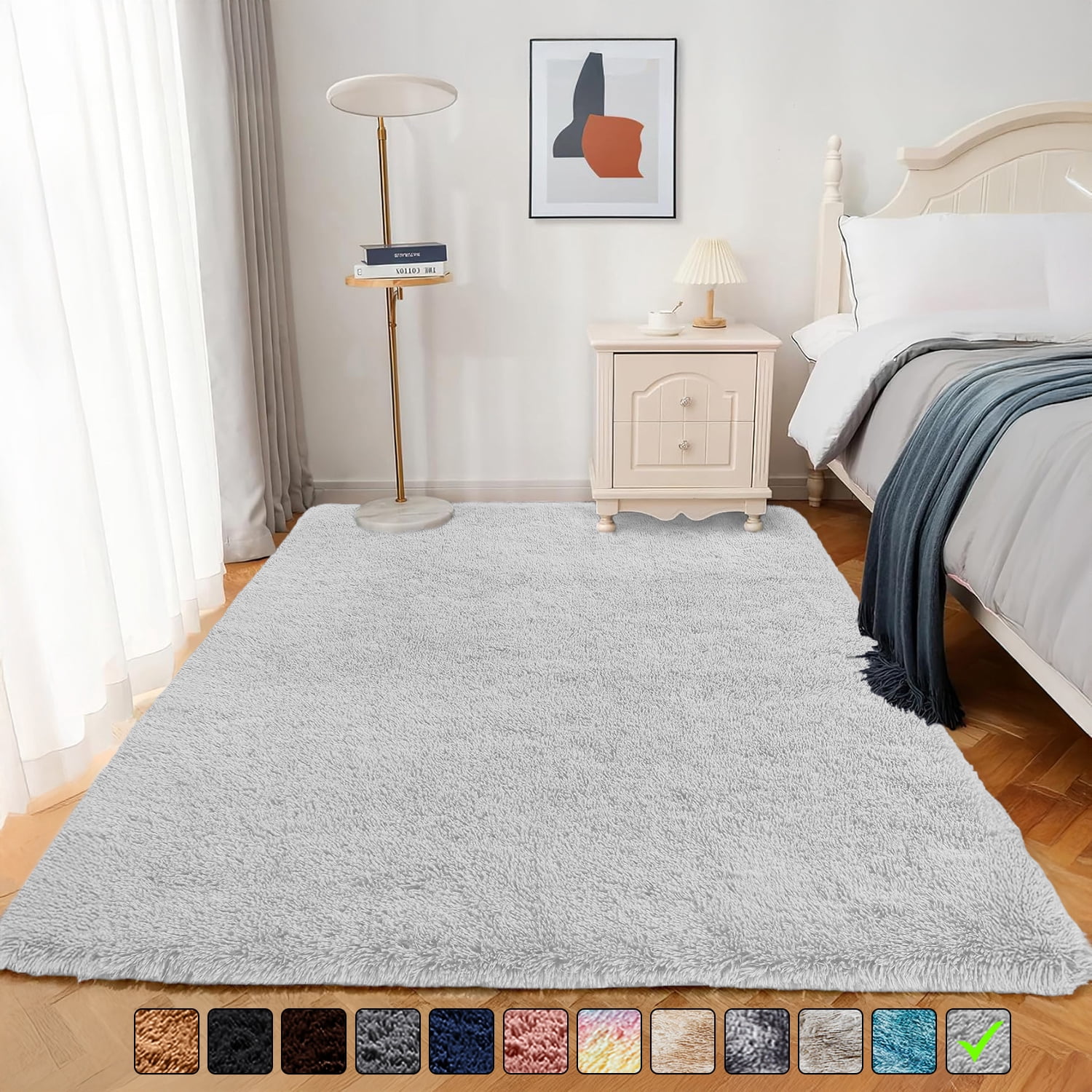 Relaxed Rugs Moonlight20015 Area Rug 5x7ft non-slip Soft Fluffy Shaggy for Living ...