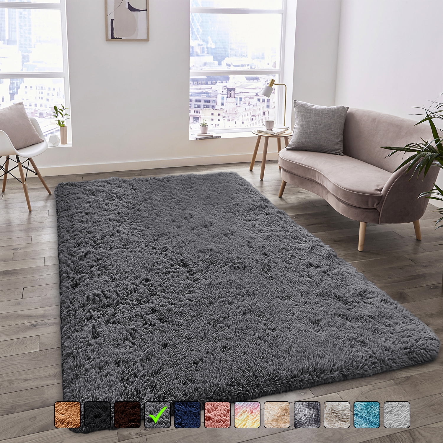 Moonlight20015 Area Rug 6x9ft non-slip Soft Fluffy Shaggy for Living Room Bedroom Décor Gray