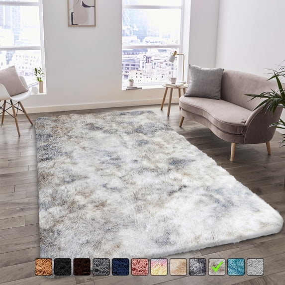 Moonlight20015 Area Rug 6x9ft non-slip Soft Fluffy Shaggy for Living Room Bedroom Décor Tye Dye Light