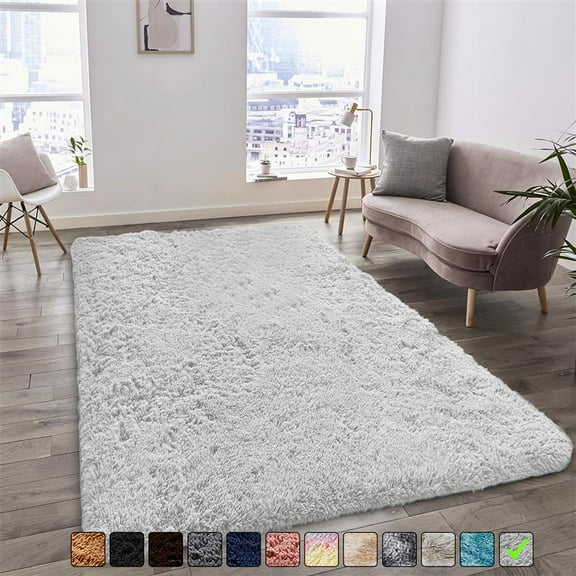 Moonlight20015 Area Rug 6x9ft non-slip Soft Fluffy Shaggy for Living Room Bedroom Décor White