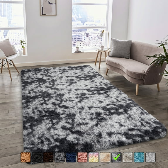 Moonlight20015 Area Rug 8x10ft non-slip Soft Fluffy Shaggy for Living Room Bedroom Décor Tye Dye Gray