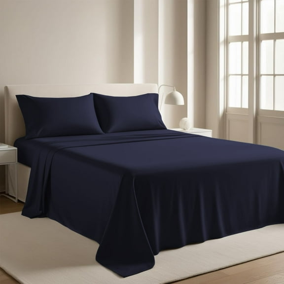 Moonlight20015 Bed Sheet Set 1800 Series 3-Piece Deep Pocket Luxury Soft Microfiber Twin Navy