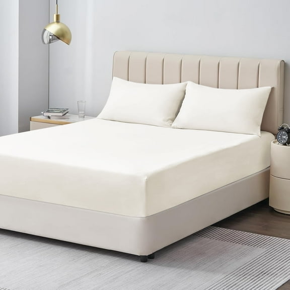 Moonlight20015 Deep Pocket Fitted Sheet – Extra Soft 1800 Series Microfiber, King, Cream