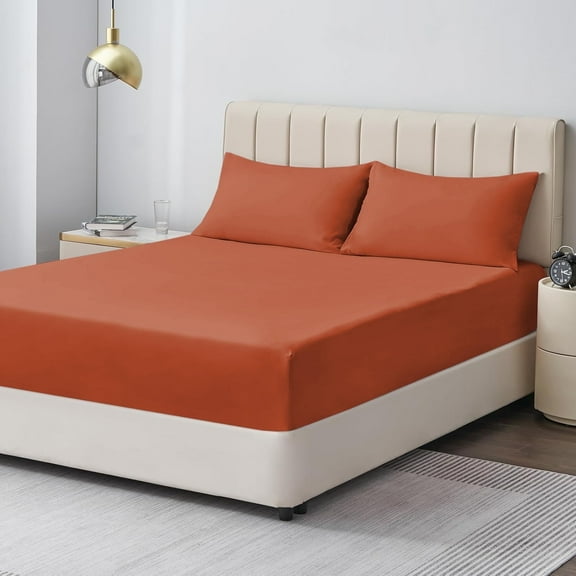 Moonlight20015 Deep Pocket Fitted Sheet – Extra Soft 1800 Series Microfiber, King, Rust