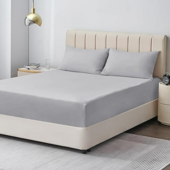 Moonlight20015 Deep Pocket Fitted Sheet – Extra Soft 1800 Series Microfiber, King, Silver