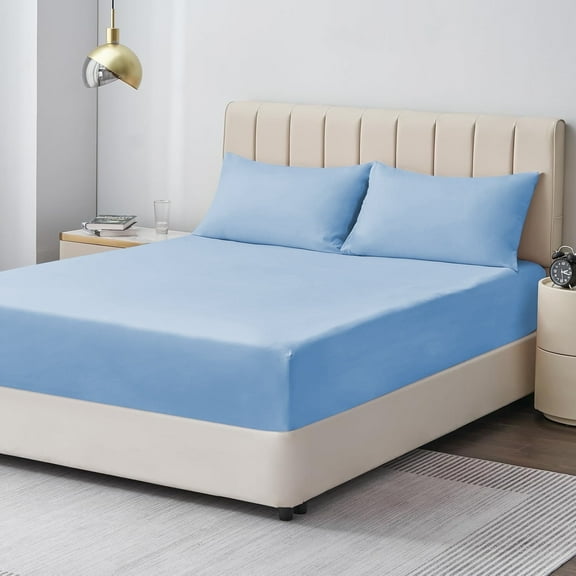 Moonlight20015 Deep Pocket Fitted Sheet – Extra Soft 1800 Series Microfiber, Twin, Light Blue
