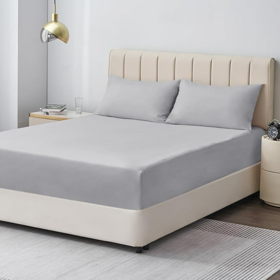 Moonlight20015 Deep Pocket Fitted Sheet – Extra Soft 1800 Series Microfiber, Twin, Silver