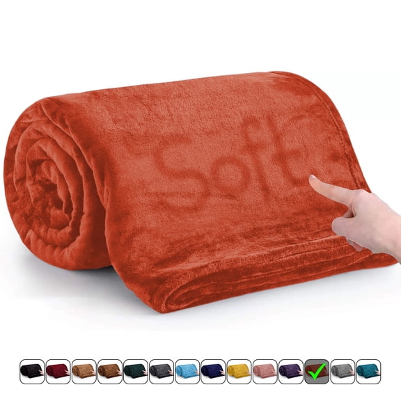 Moonlight20015 Fleece Blanket Soft Microplush Lightweight Cozy & Warm Comforter King (90x108) Rust