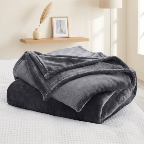 Moonlight20015 Fleece Blanket, Soft Microplush, Lightweight, Thick And Warm Cozy Comforter, Queen (90x90) Gray