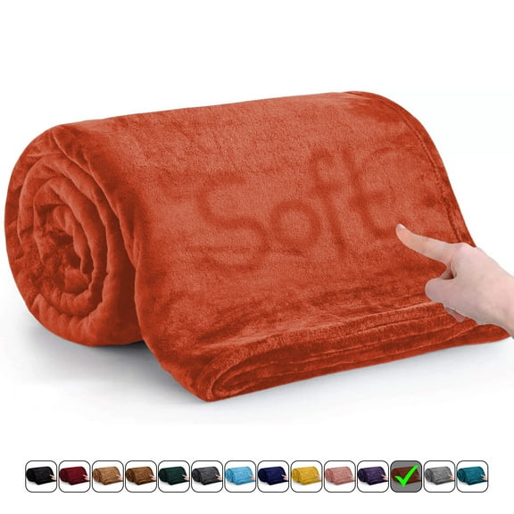 Moonlight20015 Plush Throw Rust Fleece Blanket Super Soft Warm & Lightweight Ideal for All Seasons