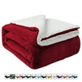 thumbnail image 1 of Moonlight20015 Sherpa Blanket Fluffy Plush Couch & Travel Blanket Reversible Throw Size Burgundy Color, 1 of 8