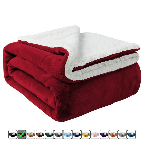 Moonlight20015 Sherpa Blanket Fluffy Plush Couch & Travel Blanket Reversible Throw Size Burgundy Color