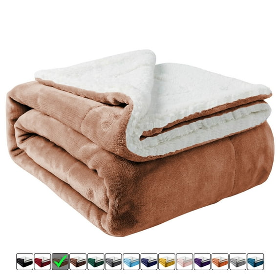 Moonlight20015 Sherpa Blanket Fluffy Plush Couch & Travel Blanket Reversible Throw Size Camel Color