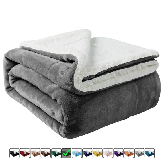 Moonlight20015 Sherpa Blanket Fluffy Plush Couch & Travel Blanket Reversible Throw Size Grey Color
