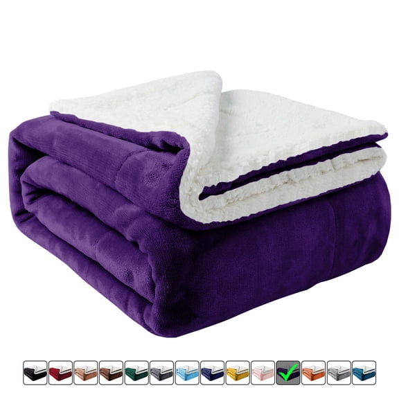 Moonlight20015 Sherpa Blanket Fluffy Plush Couch & Travel Blanket Reversible Throw Size Purple Color