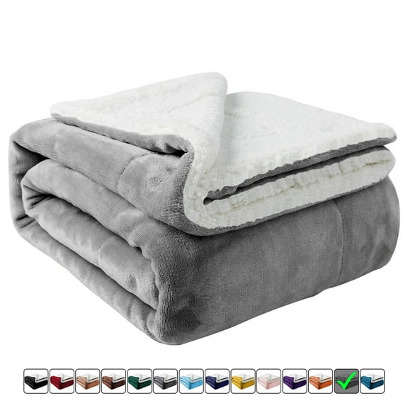 Moonlight20015 Sherpa Blanket Fluffy Plush Couch & Travel Blanket Reversible Throw Size Silver Color