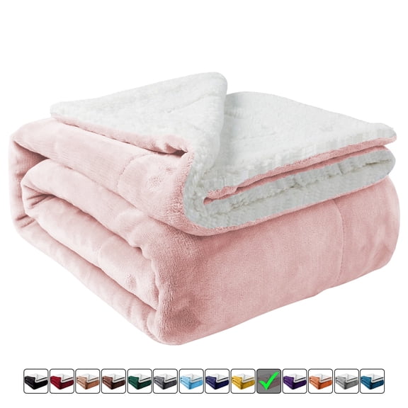 Moonlight20015 Sherpa Blanket Fluffy Plush Ultra-Soft Bed Blanket Reversible King Size Pink Color