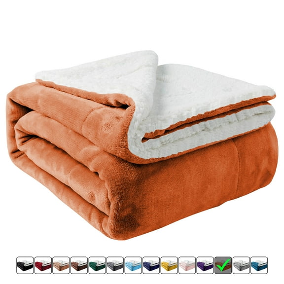 Moonlight20015 Sherpa Blanket Fluffy Plush Ultra-Soft Bed Blanket Reversible Queen Size Rust Color