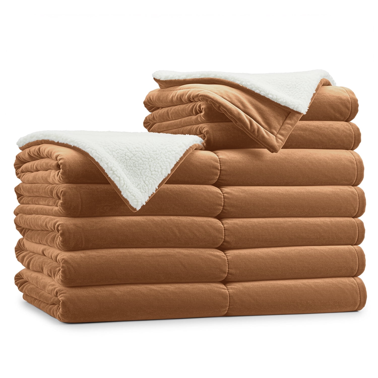 Moonlight20015 Wholesale Sherpa Fleece Throw Blankets 12-Packs Warm & Soft Plush Twin Size for Charity, Shelter, & Home Washable, Lightweight & Cozy Camel