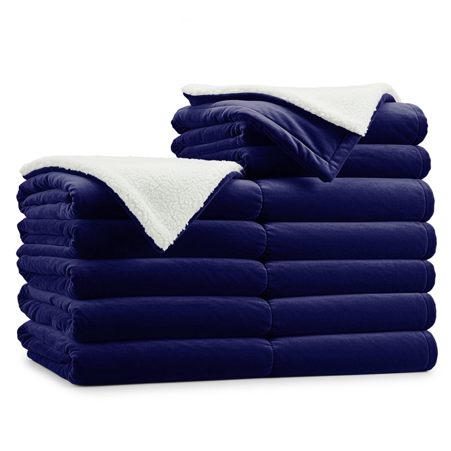 Moonlight20015 Wholesale Sherpa Fleece Throw Blankets 12-Packs Warm & Soft Plush Twin Size for Charity, Shelter, & Home Washable, Lightweight & Cozy Navy Blue