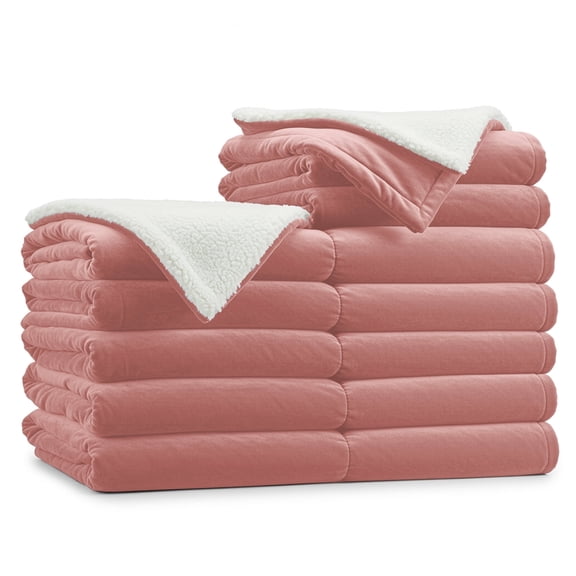 Moonlight20015 Wholesale Sherpa Fleece Throw Blankets 12-Packs Warm & Soft Plush Twin Size for Charity, Shelter, & Home Washable, Lightweight & Cozy Pink