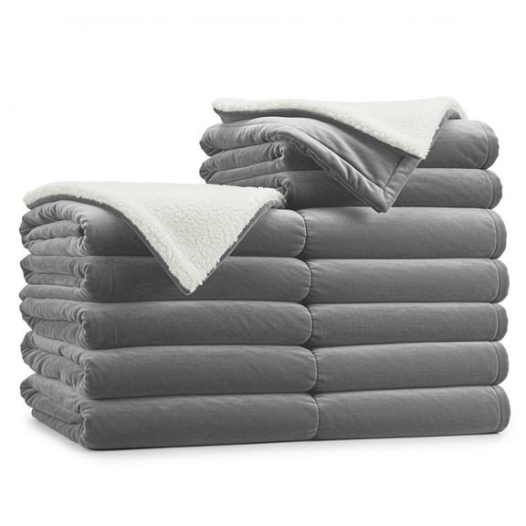 Moonlight20015 Wholesale Sherpa Fleece Throw Blankets 12-Packs Warm & Soft Plush Twin Size for Charity, Shelter, & Home Washable, Lightweight & Cozy Silver