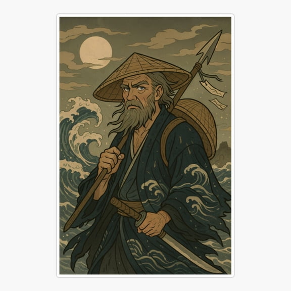 Moonlit Coast Tide Walker Sticker