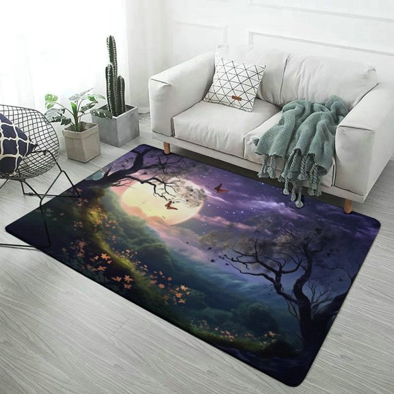 Moonlit Enchanted Forest Carpet Style Living Room Bedroom Soft Comfy Rug Modern 3d Entry Mats Household