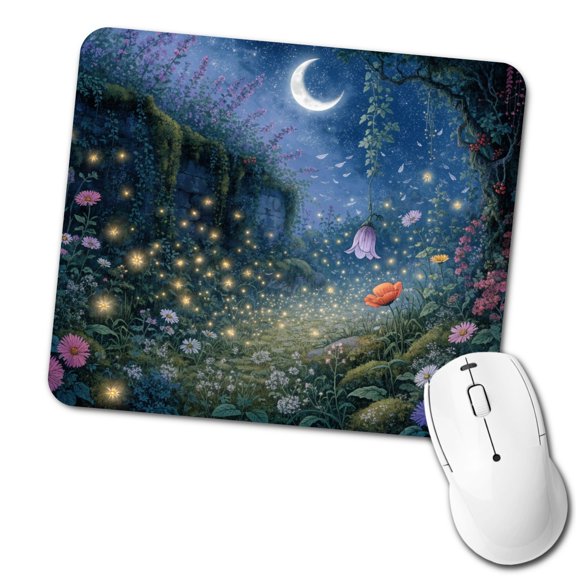 Moonlit Firefly Garden Mouse Pad Low Profile Gaming Mat