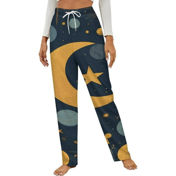 Moonlit Forest Dreams Winter Female Pants Flannel High Waist Women Pants Lady Warm Straight Leg Plush Trousers