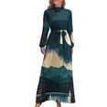 thumbnail image 1 of Moonlit Forest Night Scene Women's Long Dress Long Sleeves Dress Vintage Dresses Party Maxi Dress High Waist Dress, 1 of 4