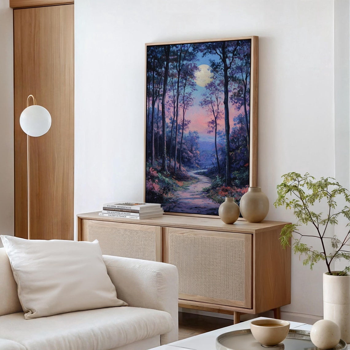 Curated visual reference: Fresh Look at Moonlit Forest Path Vibrant Purple Blue Woodland Scene With A