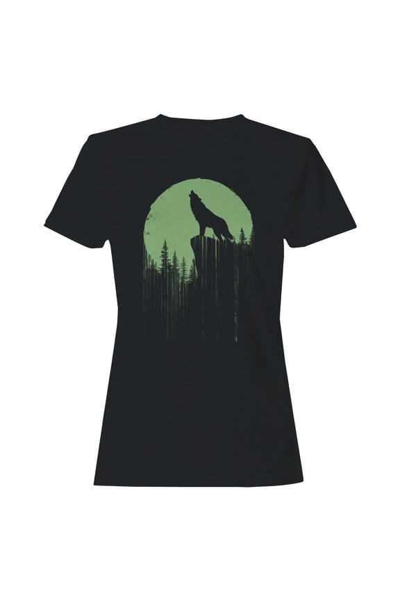 Moonlit Howling Wolf Silhouette Women's T-shirt