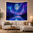 thumbnail image 1 of Moonlit Lake with Aurora and Evergreen Shore, Serene Fantasy for Nature Enthusiasts, Celestial Night Art Decor, Housewarming Gift, Tapestry Wall Hanging for Bedroom and Living Room, 1 of 6