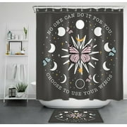 Moonlit Lingo: Quirky Butterfly Shower Curtain Set for Boho Bath Decor