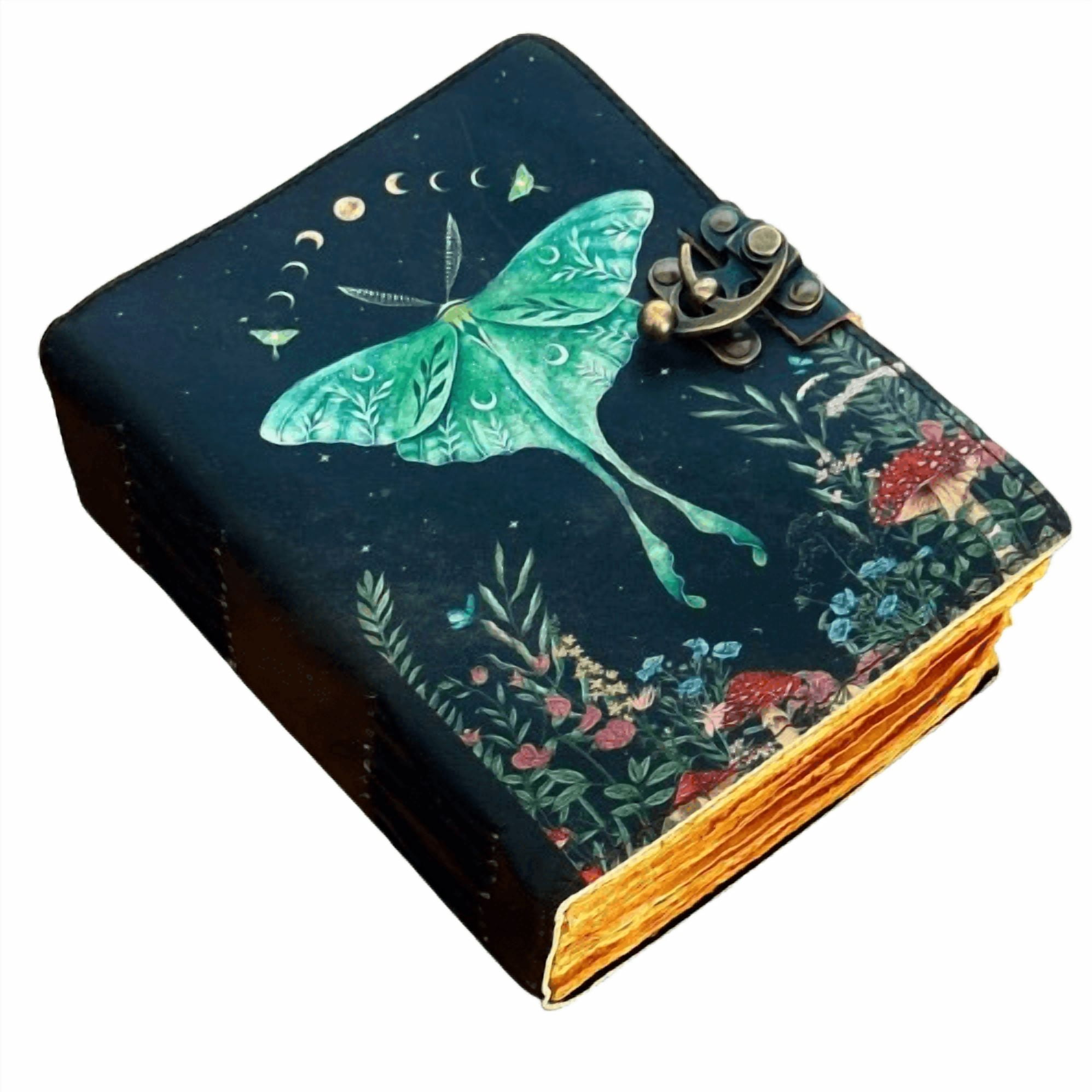 Moonlit Moth Keepsake Journal Handmade Leather Journal 5x7 – 200 Deckle Edge Pages, Vintage Artistic Notebook
