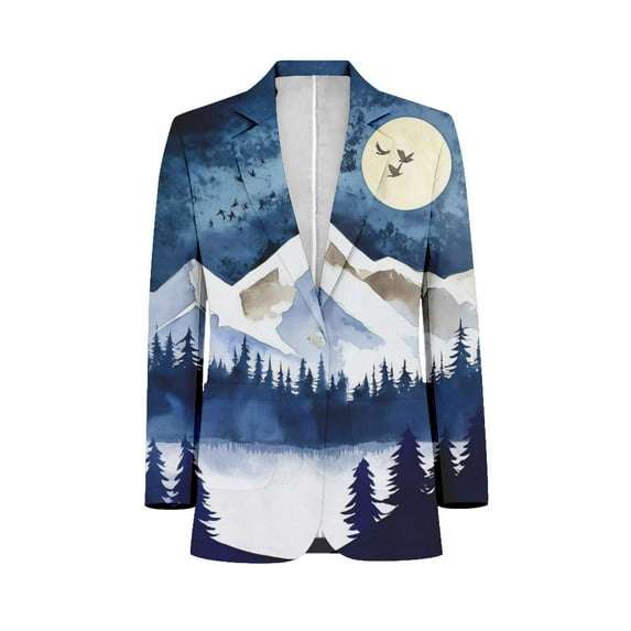 Moonlit Mountain Reflections Customized Men's Suits full man Shawl Collar Gentleman Suits for Wedding Business