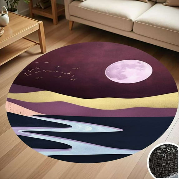 Moonlit Mountain Reflections Round Carpet Living Room Bedroom Home Decoration Coffee Table Mat Lounge Rug Chair Mats