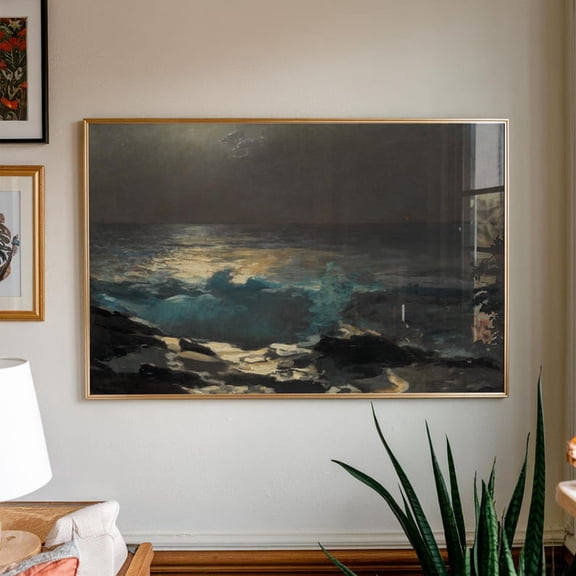 Moonlit Ocean By Winslow Homer, Coastal Vintage Art Poster, Beach House Decor, Ocean Lover, Vintage Nautical,, Unframed Poster Size 8x12
