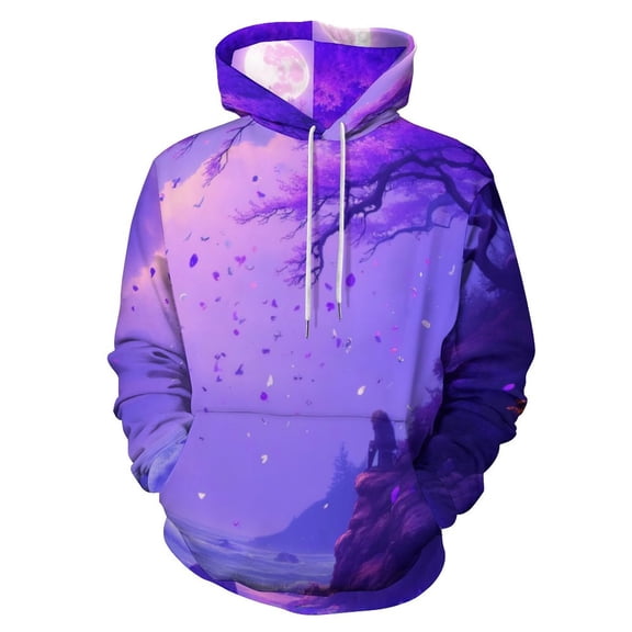 Moonlit Ocean View Men's Women Vintage 3D Hooded Sweatshirt - All-Season Loose Fit Streetwear