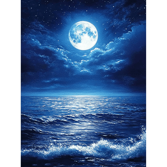 Moonlit Ocean Waves Decor/Canvas Art Perfect for Living Room Bedroom Bathroom OfficeRestaurant Bar and Coffee Shop Decoration.